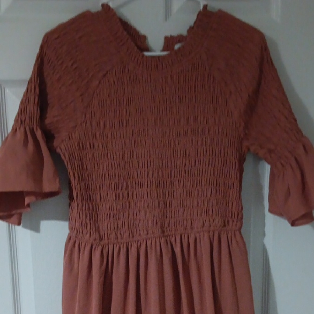 Polagram Smocked Maxi Dress in Terracotta - Picture 6 of 6